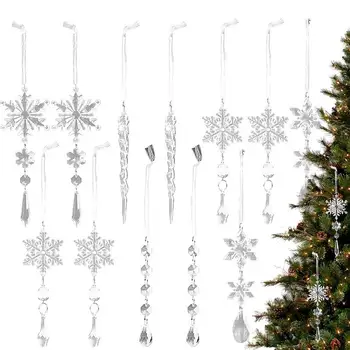 Vianočné Dekorácie Icicles Akryl Snowflake Cencúľ Ozdoby Falošné Jasné, Realistický Snowflake Bar Dekorácie Icicles Pre Zimné
