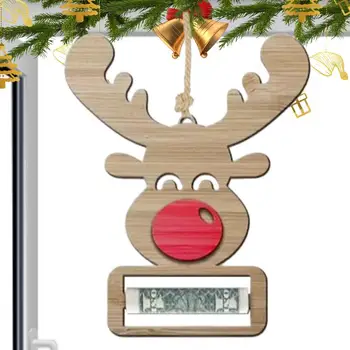 Vianočné Peniaze Držiteľ Ozdoby, Drevené Peňažné Držiteľ Vtipné Vianočné Dekor Ručné Peniaze Držiteľ Darček Vianočný Klip Elk