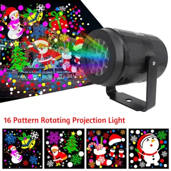 Vianočné Projekčnej Lampy 16 Cartoon Vzory LED Projektor Dekoratívne Osvetlenie Reflektor pre Jednoduchú Inštaláciu Vianočné Ozdoby