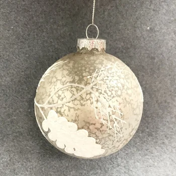 Vianočné sklenenú Guľu Dekorácie Prívesok Darček Zahraničného Obchodu Shop Rozloženie Kreatívny Darček 9 cm Starožitné Vytiahnuť Vložiť List Loptu