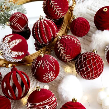 Vianočný Strom Dekorácie Loptu Vianočné Maľovanie na Loptu Hrnú Tmavo Červená Vianočné Gule Pearl DIY Visí Scény Rozloženie Ozdoby