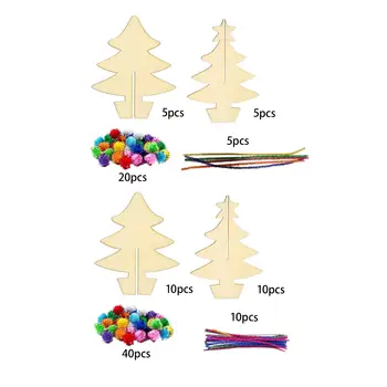 Vianočný Stromček Dreva Plátky Maľovanie Nastaviť Vianočný Strom DIY Remesiel pre Rodinné Aktivity Strany Prospech Dodávky Dovolenku Dekorácie Deti