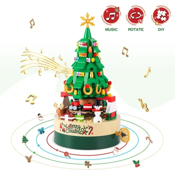 Vianočný stromček stavebným Rose veterný Mlyn Fomantic Big Ben Hudbu Tehly Panda DIY Montáž Vzdelávacieho Hračky pre Deti