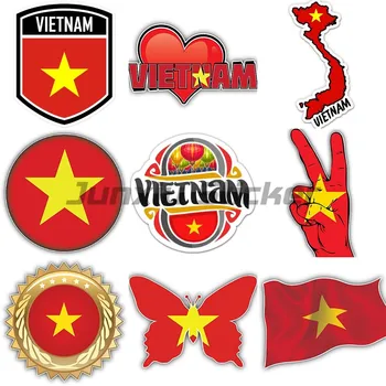 Vietnam Vietnamskej Vlajka Mapu VN Obtlačky Vinyl Notebook, Auto Okno Accesorios Stenu Miestnosti Truck Prilba Racing Dekorácie-Nálepky
