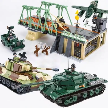 Vojenské Série Vozidlo, Tank Panzer Rovine Truck Model Stavebné Bloky Jeep WW2 Vojak, Zbraň Tehly Hračka Pre Dieťa Darček MOC