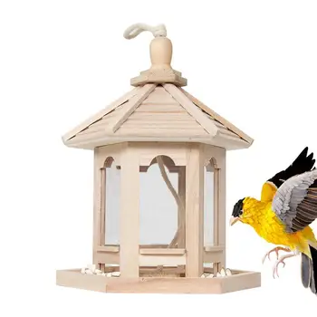 Vonkajšie Závesné Bird House Drevené Voľne Žijúcich Potravín Dávkovač Odolné Visí Vtáčie Kŕmidlá Pre Titmice Ďatľa Chickadee