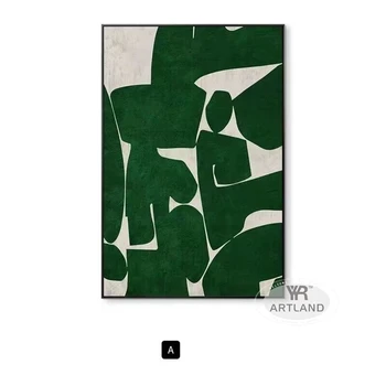 Vysoko Kvalitné Ručné Akryl Olejomaľba Na Plátne Textúra Tmavo Zelenej Farby Blok Maľovanie, Spálne, Jedáleň, Obývacia Izba