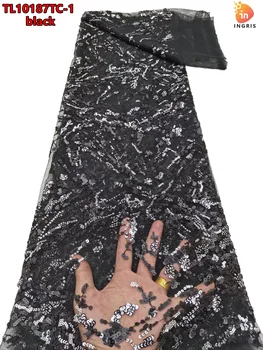 Vysoká Kvalita Afriky Nigérijský 3D nášivka Čipky Kvet Textílie Na Svadby S sequin Ženícha, Výšivky, Čipky Textílie TL10187TC