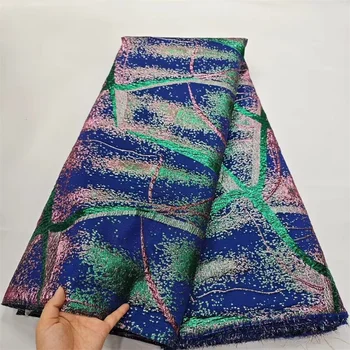 Vysoká Kvalita Afriky Nigérijský Tylu Čipky Textílie Organza Výšivky Guipure Party Šaty Šaty Brocade, Žakárové Svadobné 5Yard Modrá