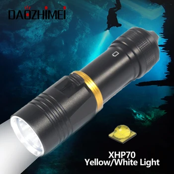 XHP70 LED Potápačská Baterka Nepremokavé Potápať pod vodou Baterky 100M biele Svetlo Lampy Kemping Lanterna S Plynulou Stmievanie