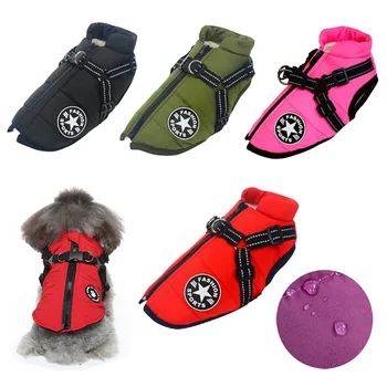 Zimné Psie Oblečenie pre Malé Psy Teplé Fleece Veľký Pes Bunda Nepremokavá Pet Kabát s Postrojom Chihuahua Oblečenie Šteňa Kostým
