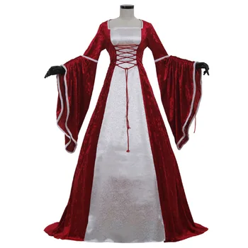 Červené a Biele Stredoveké Viktoriánskej Renesancie Šaty Dospelých Žien Lady guľové Šaty Šaty Halloween Party Oblečenie na Zákazku