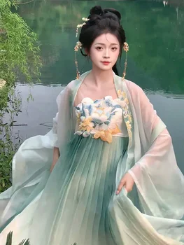 Čínskom Tang Hanfu Karneval Šaty Víla Cosplay Šaty Vyšívané Dávnych Kostým Voľné-puzdre Elegantné Tanečné Šaty