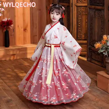 Čínsky Hodváb Šaty, Kostým, Dievčatá, Deti Kimono Čína Tradičné Vinobranie Etnických Antické Šaty Tanečných Kostýmov, Cosplay Hanfu Nastaviť