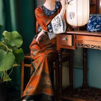 Čínsky Štýl Qipao Šaty Žien Voľné Cheongsam Ropa Čína Tradicional Para Mujer Qing Dynastie Ženy Kostým na Halloween