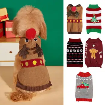 Ľahké Nosenie Vianočné Pet Sweater Vianočný Pet Sveter Slávnostné Útulný Pet Oblečenie Vianočné Svetre pre Psov a Mačky pre Šteňatá