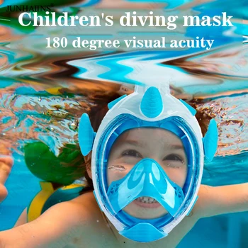 Šnorchlovanie Maska Deti Full Face Šnorchlovanie Potápačská Maska S 180° Panoramatický Pohľad Na Dlhšie Ventilačné Trubice, Vodotesný, Anti-Fog Proti Úniku