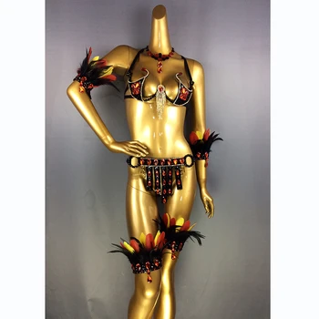 Ženy Karneval, Brušný Tanec Kostým Samba Drôt Podprsenka Top Pás Tanečné Nosiť Fáze Výkonu Gogo Oblečenie Sexy Bielizeň 2024 Zobraziť